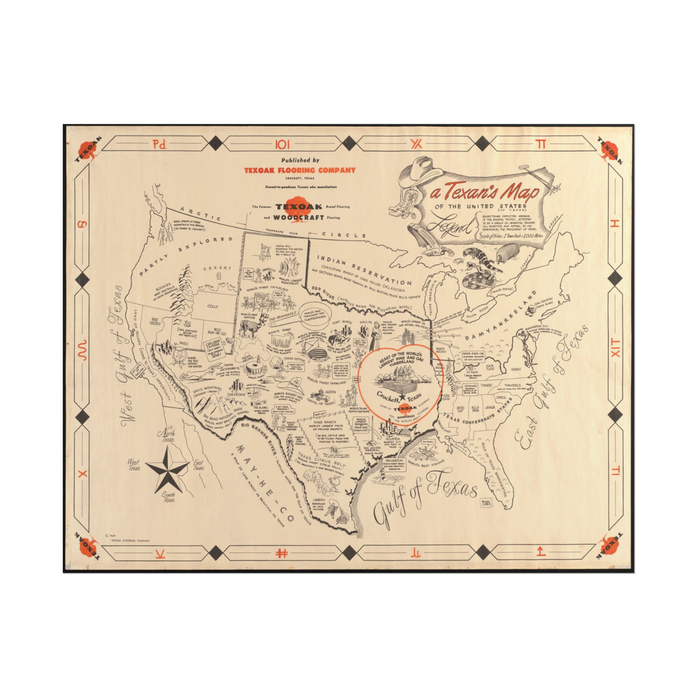 A Texan’s Map of the United States of Texas 14″×11″