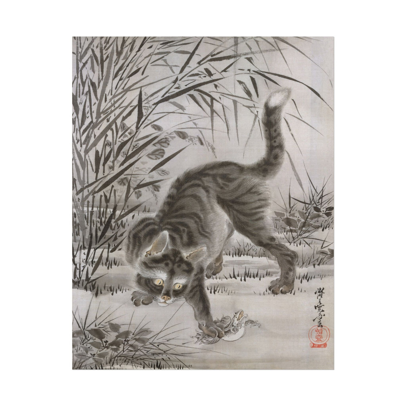 Cat Catching a Frog 11″×14″