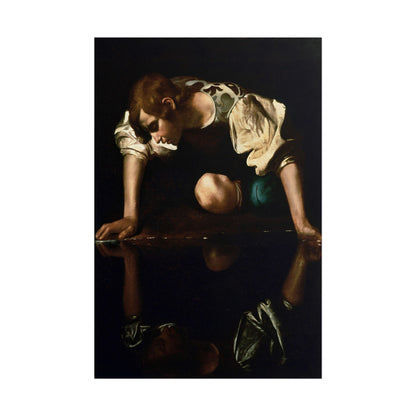 Narcissus poster by Caravaggio  - 12x18 inch print