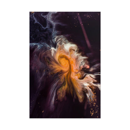 Vibrant abstract art depicting swirling cosmic elements and colors.