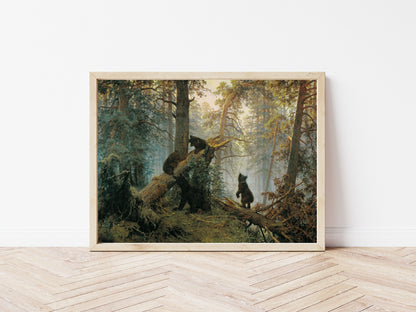 Morning in a Pine Forest poster by Ivan Shishkin  - Black frame wall art