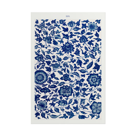 Blue Flower pattern poster by Owen Jones - 12x18 inch print