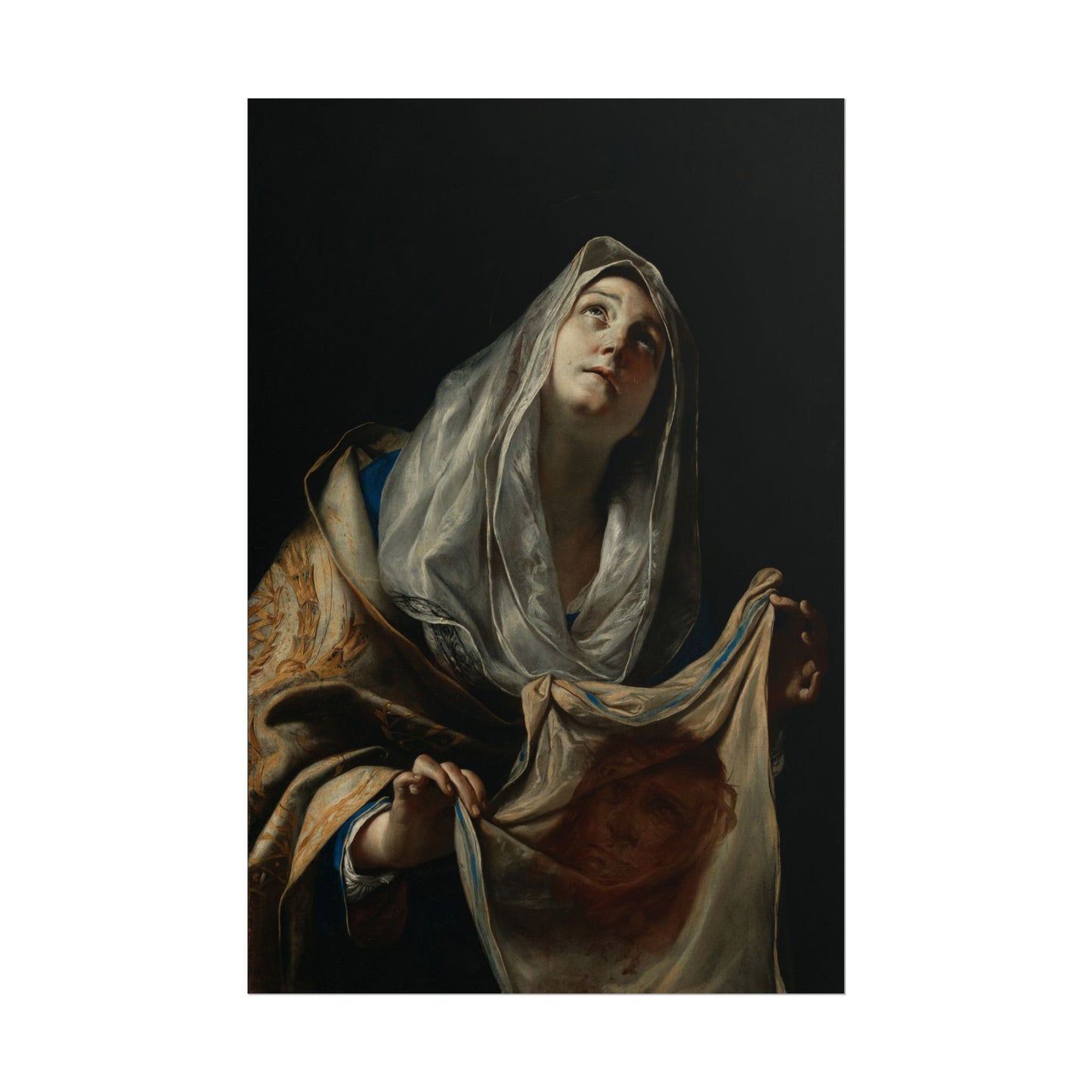 Saint Veronica holding a veil with the image of Christ's face.