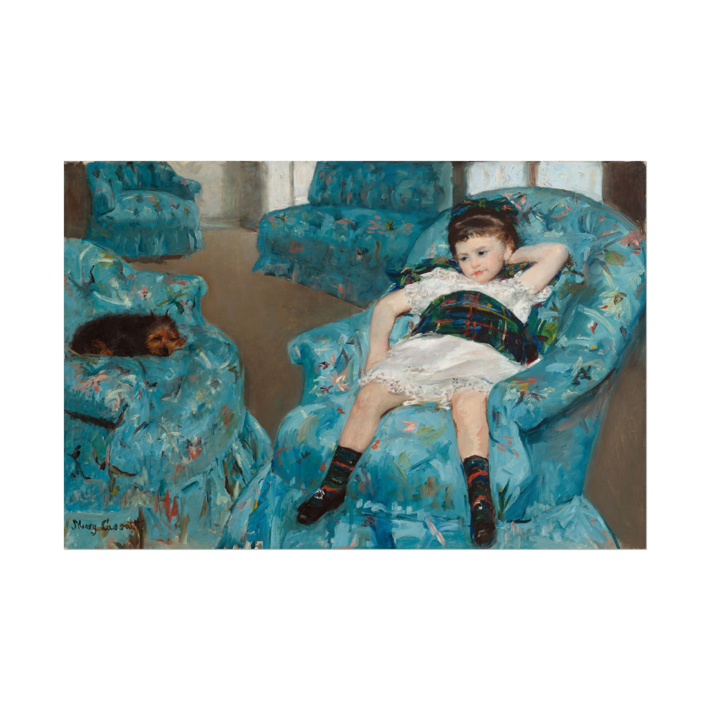 Little Girl in a Blue Armchair 18″×12″