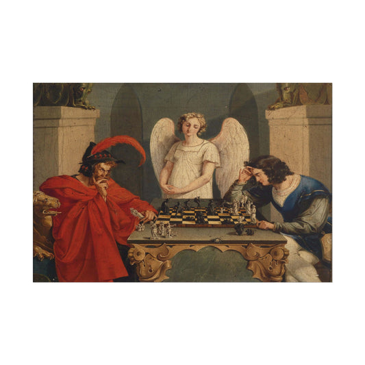 Faust and Mephistopheles playing Chess poster by Frederich August Moritz - 12x18 inch print