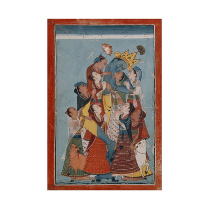 Gopis Clinging to Krishna