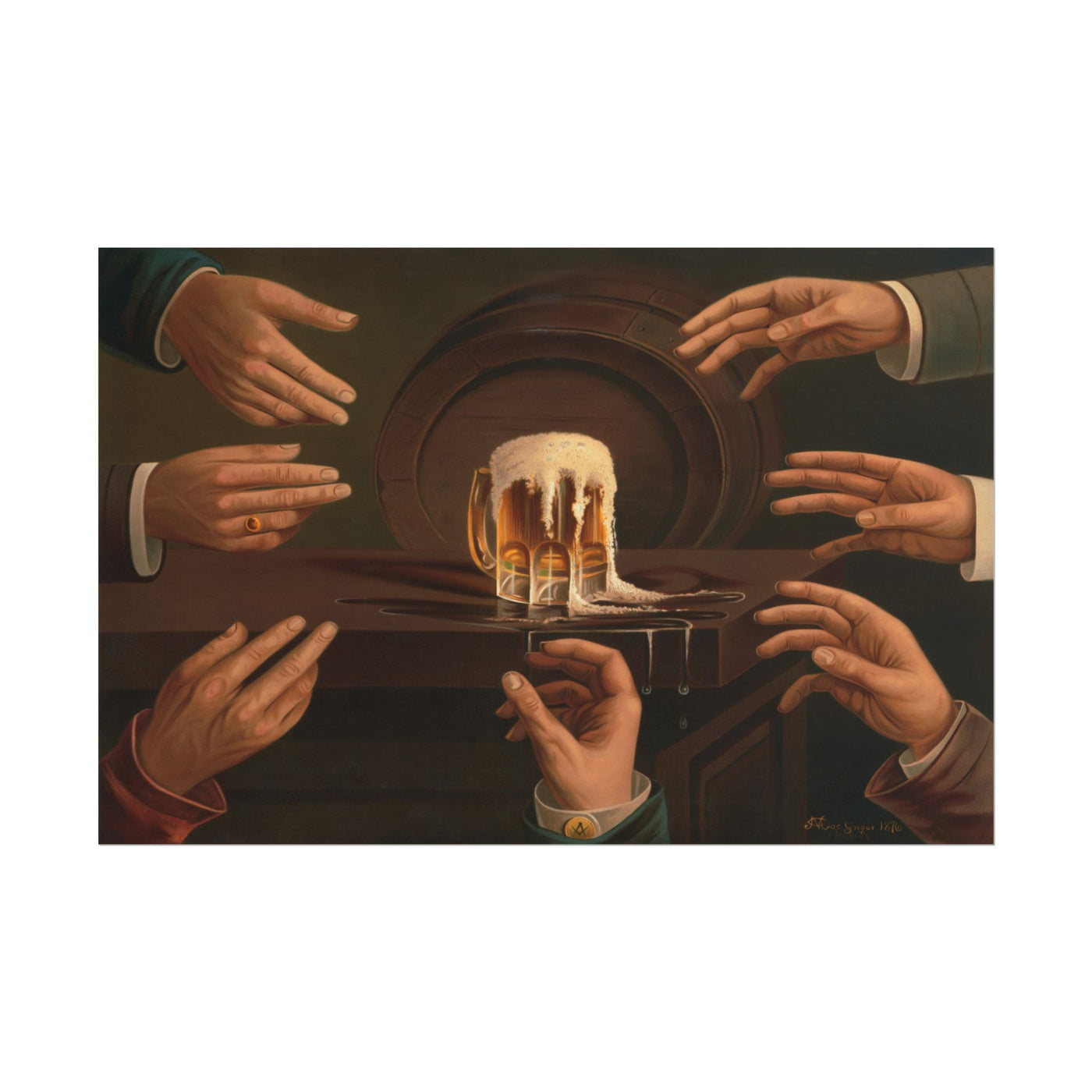 Seven Hands and a Beer 18″×12″