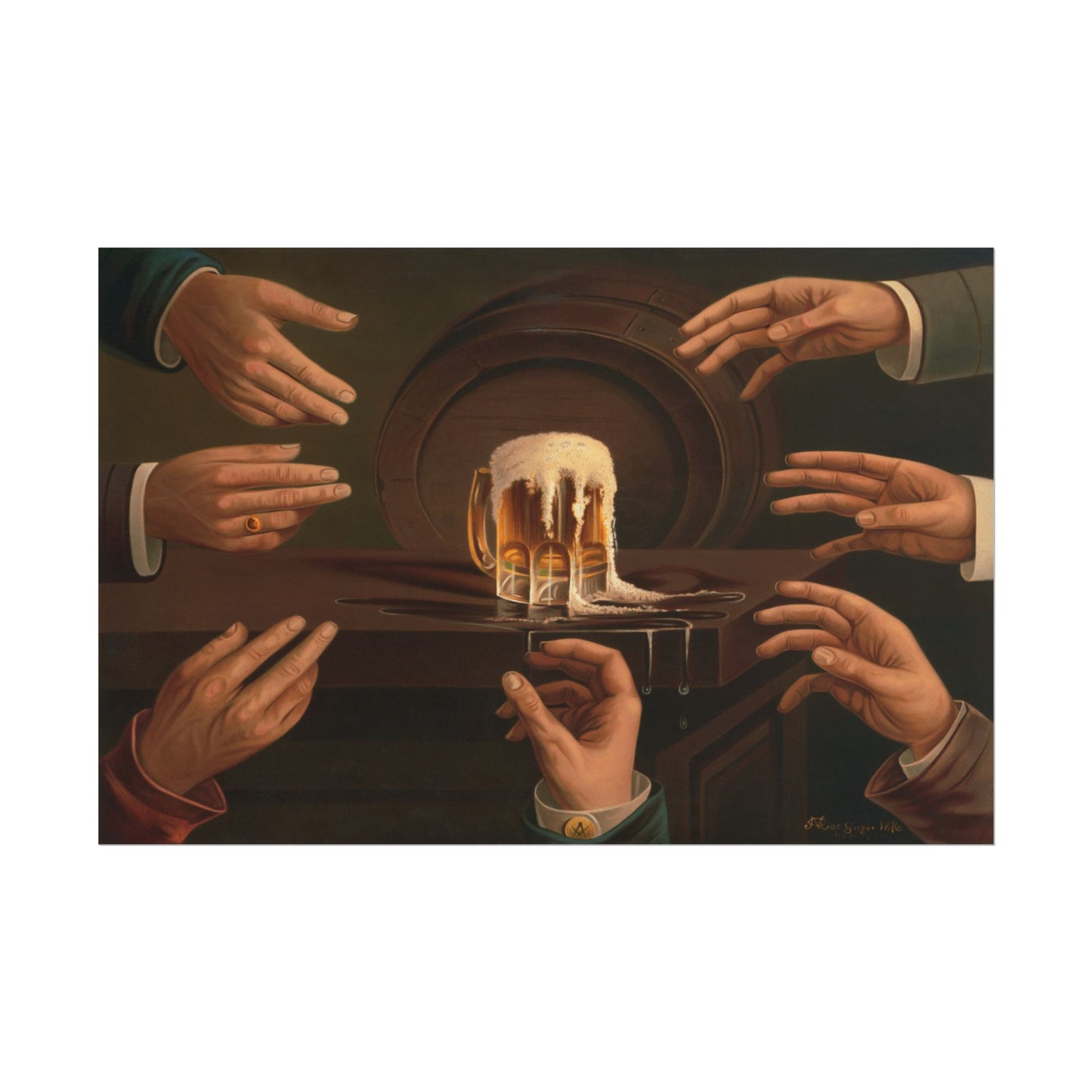 Seven Hands and a Beer poster by Anheuser Busch - 12x18 inch print