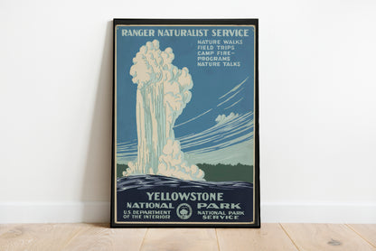 Vintage Yellowstone National Park Travel poster by Owen Jones - Black frame wall art