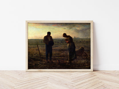 The Angelus poster by Jean Francois Millet  - Black frame wall art