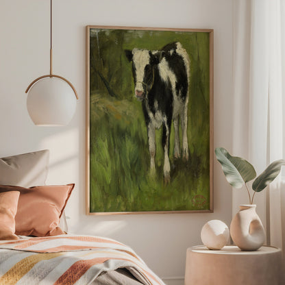 Black and White Cow Art Print