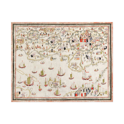 Detailed artwork of Forts Zeelandia and Provintia with ships and figures.