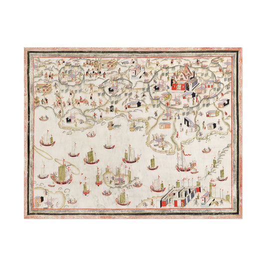 Detailed artwork of Forts Zeelandia and Provintia with ships and figures.