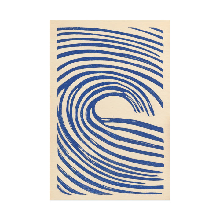 Abstract wave composition in deep blue lines and curves.