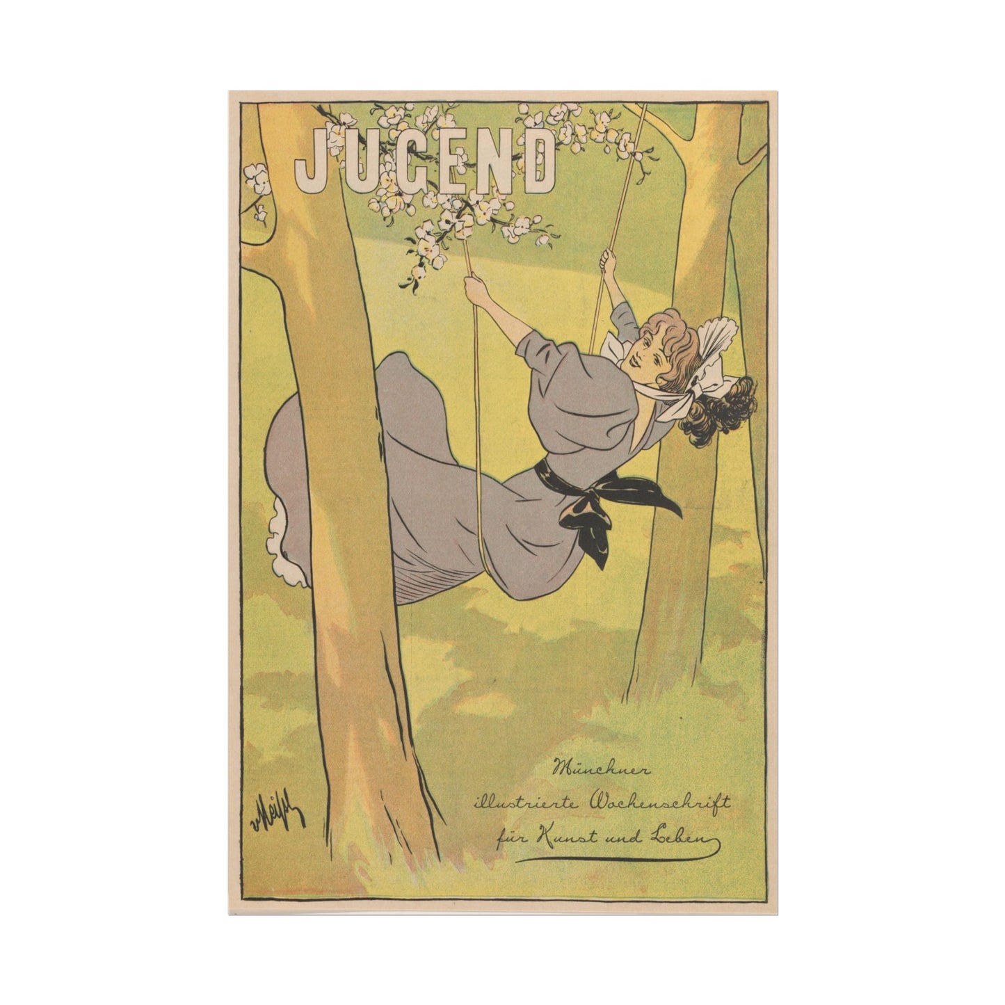 Woman on a Swing Between Two Trees
