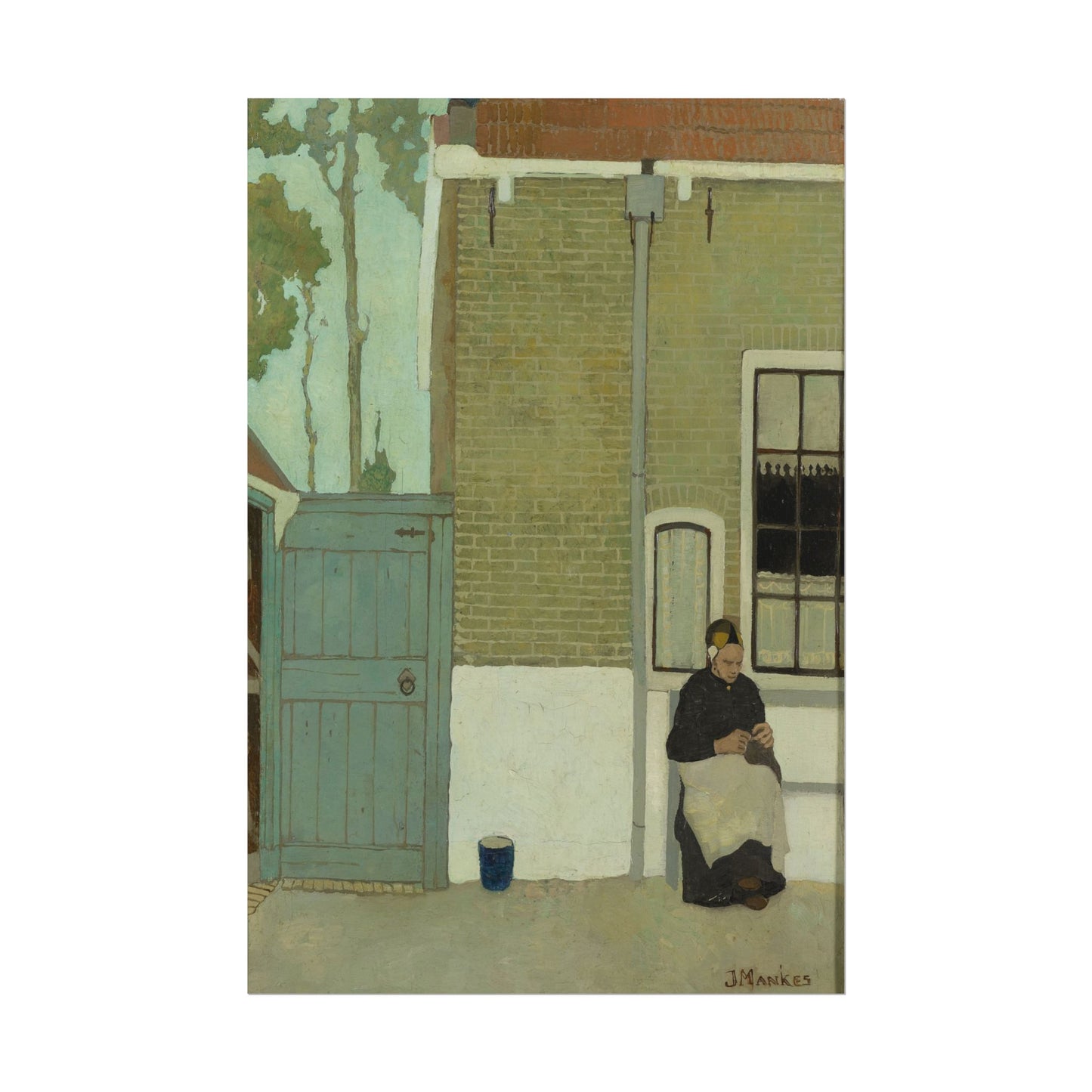 Serene Woman Sewing Art Print