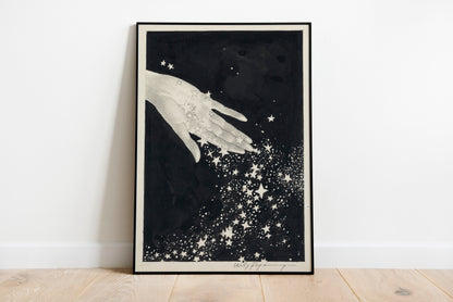 Hands and Stars poster by Willy Pogany  - Black frame wall art