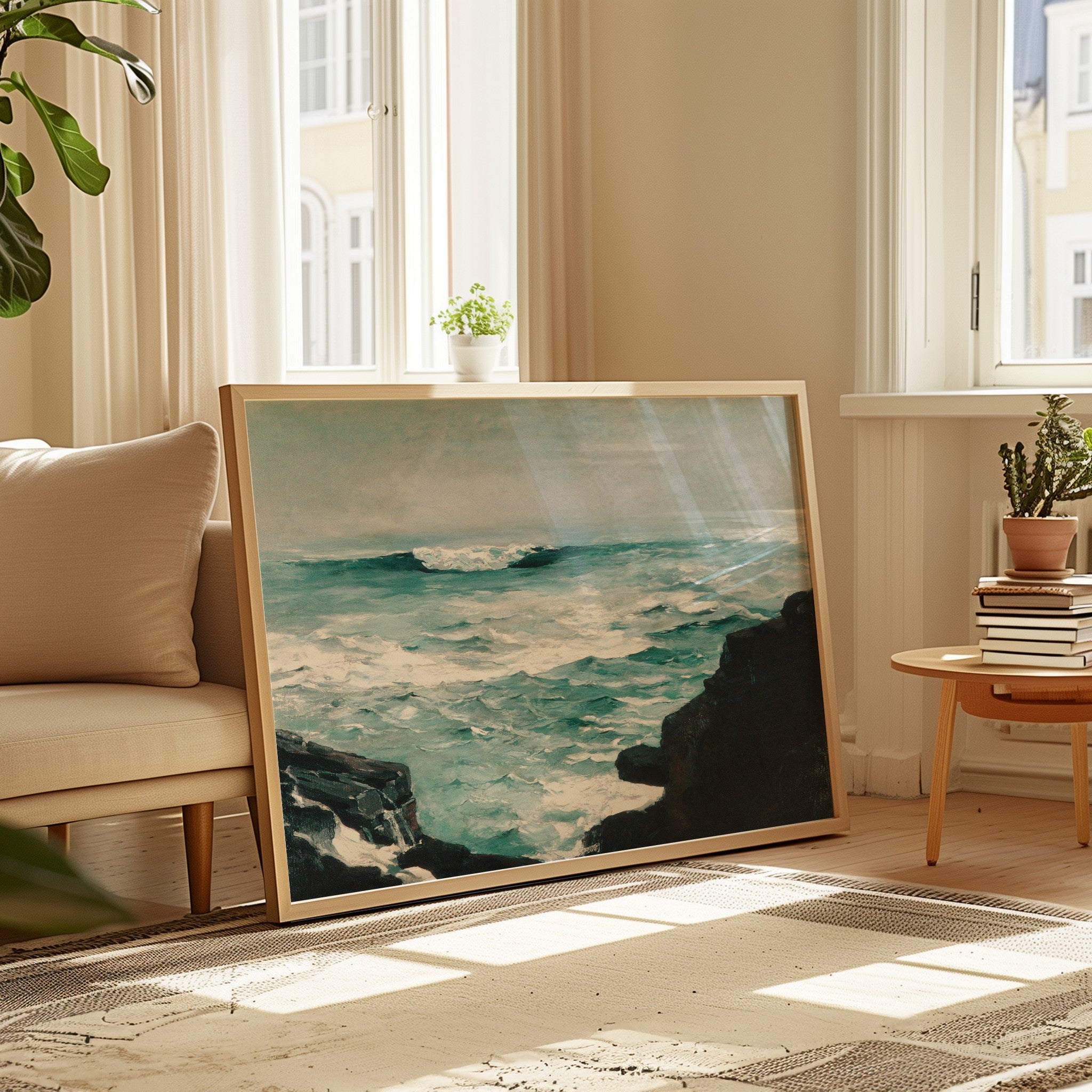 Cannon Rock by Winslow Homer framed on a wall