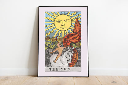 The Sun - Tarot Card poster by Anheuser Busch - Black frame wall art