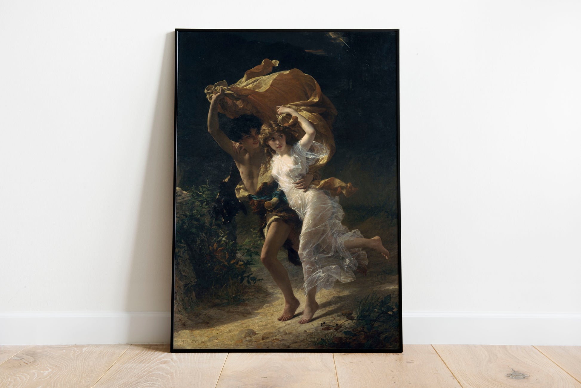 The Storm poster by Pierre Auguste Cot  - Black frame wall art
