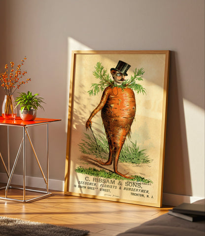 Victorian Carrot Man poster by C Ribsam & Sons  - Neutral room decor with framed print