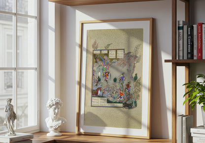 The Angel Surush Rescues Khusrau Parviz poster by  Muzaffar 'Ali - Neutral room decor with framed print
