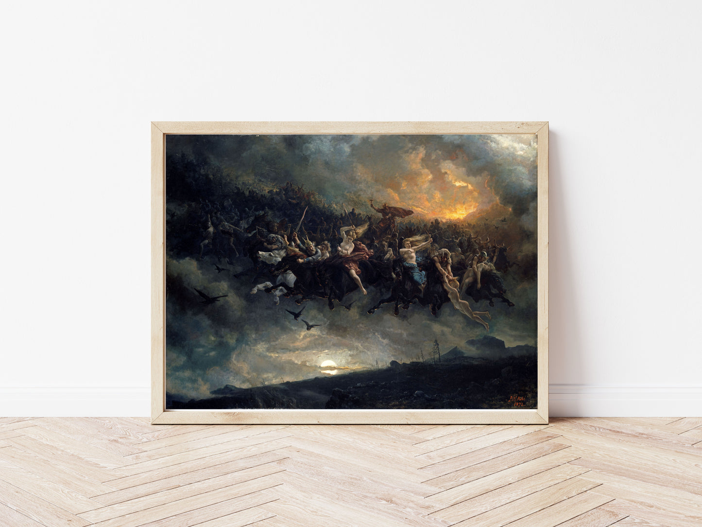 The Wild Hunt of Odin poster by Peter Nicolai Arbo  - Black frame wall art