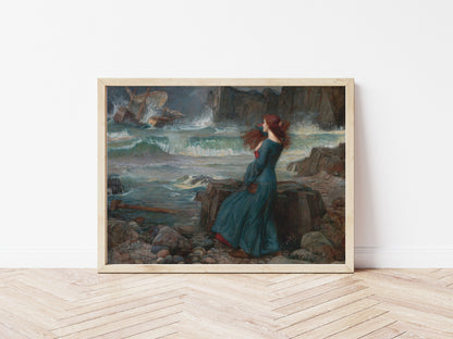 Miranda The Tempest poster by John William Waterhouse - Black frame wall art