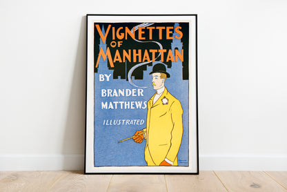 Vignettes of Manhattan poster by Brander Matthews  - Black frame wall art