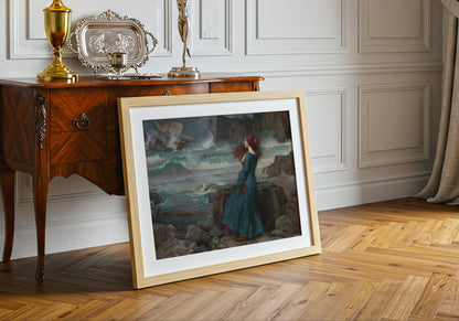 Miranda The Tempest poster by John William Waterhouse - Neutral room decor with framed print
