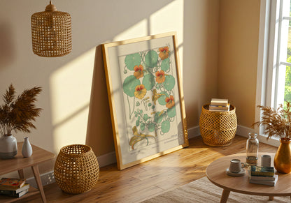 Nasturtium Flower poster by Edmund Dulac  - Neutral room decor with framed print