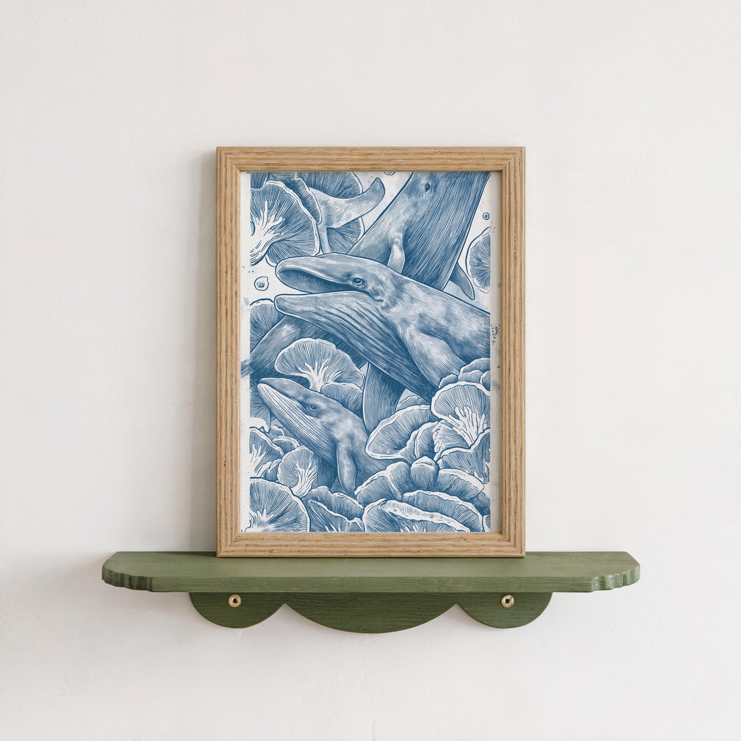Blue Whales Hand-Drawn