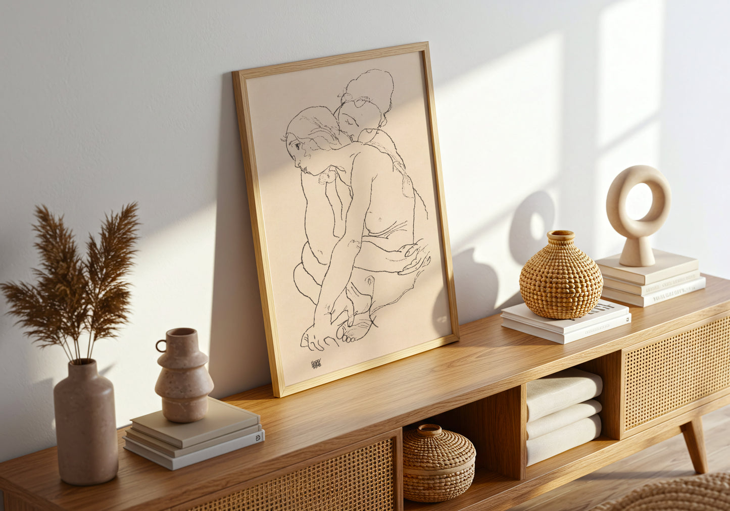 Woman and Girl Embracing