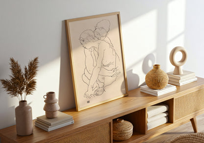 Woman and Girl Embracing