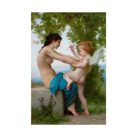 A Young Girl Defending Herself against Eros poster by  William-Adolphe Bouguereau - 12x18 inch print