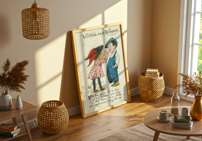 Votes for Women poster by Alphonse Mucha  - Neutral room decor with framed print