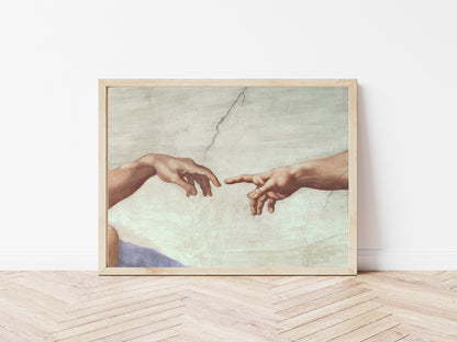 The Creation of Adam poster by Michelangelo  - Black frame wall art