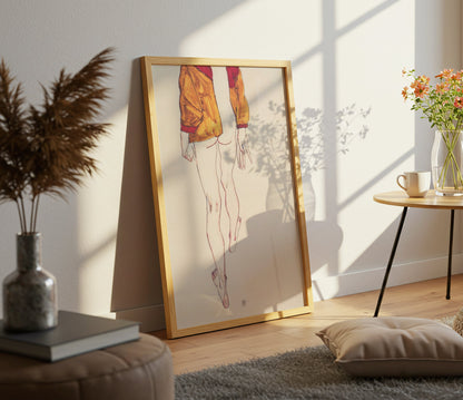 Walking Portrait poster by Egon Schiele  - Neutral room decor with framed print