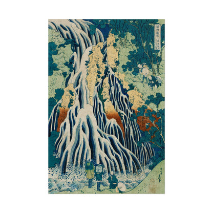 Pilgrims at Kirifuri Waterfall on Mount Kurokami poster by  Katsushika Hokusai - 12x18 inch print