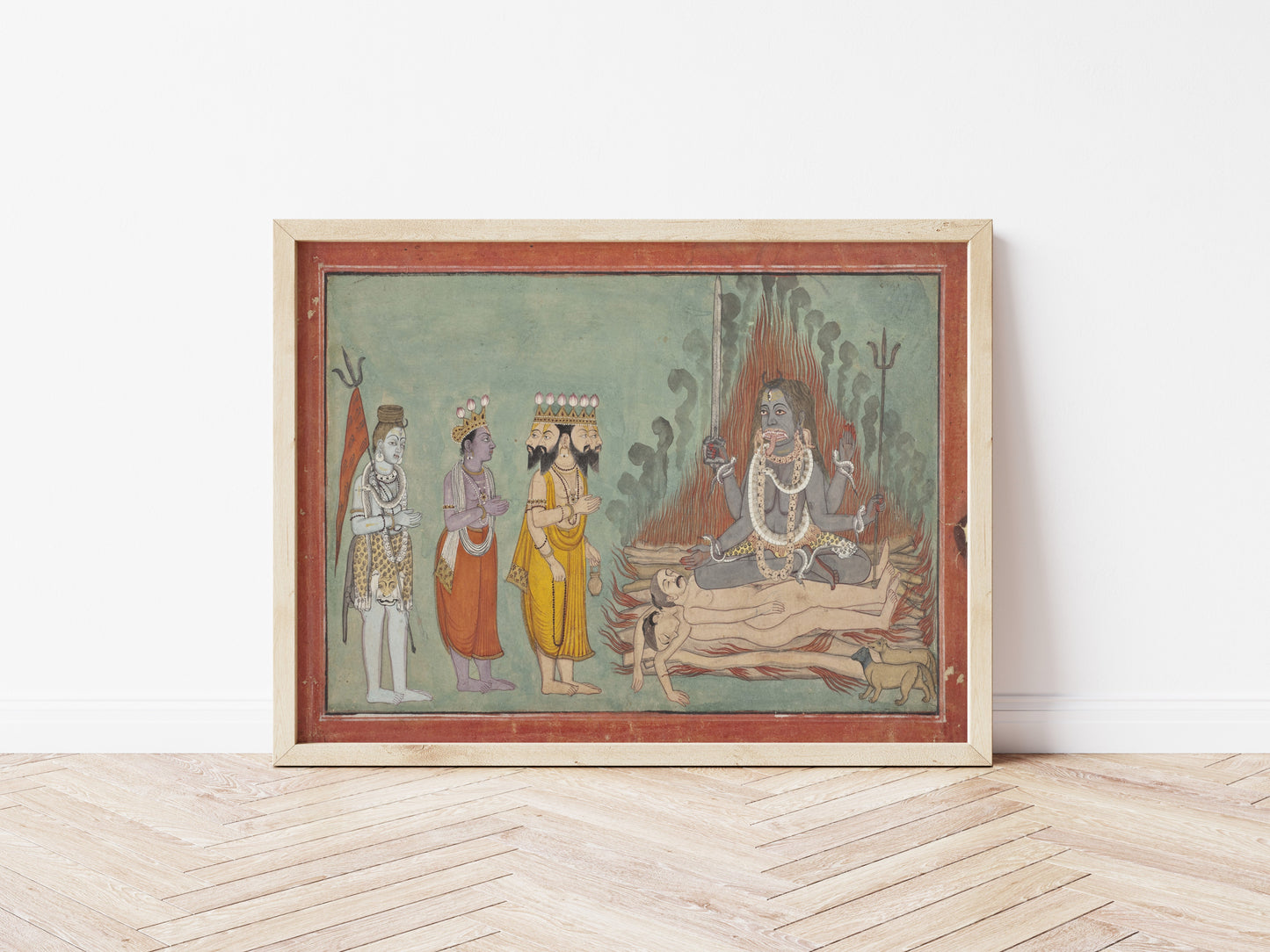 Shiva, Vishnu, and Brahma Adoring Kali