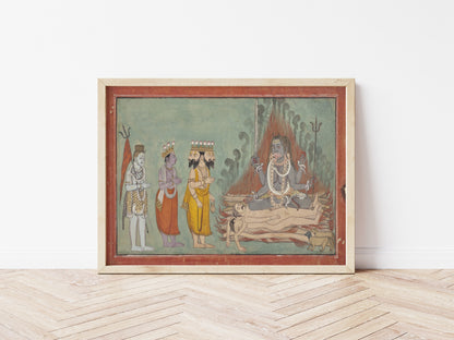 Shiva, Vishnu, and Brahma Adoring Kali