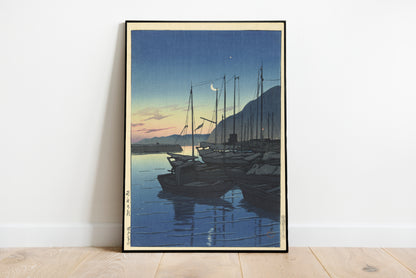 Ochtend in Beppu poster by Kawase Hasui & Watanabe Shozaburo - Black frame wall art