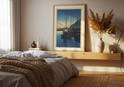 Ochtend in Beppu poster by Kawase Hasui & Watanabe Shozaburo - Neutral room decor with framed print