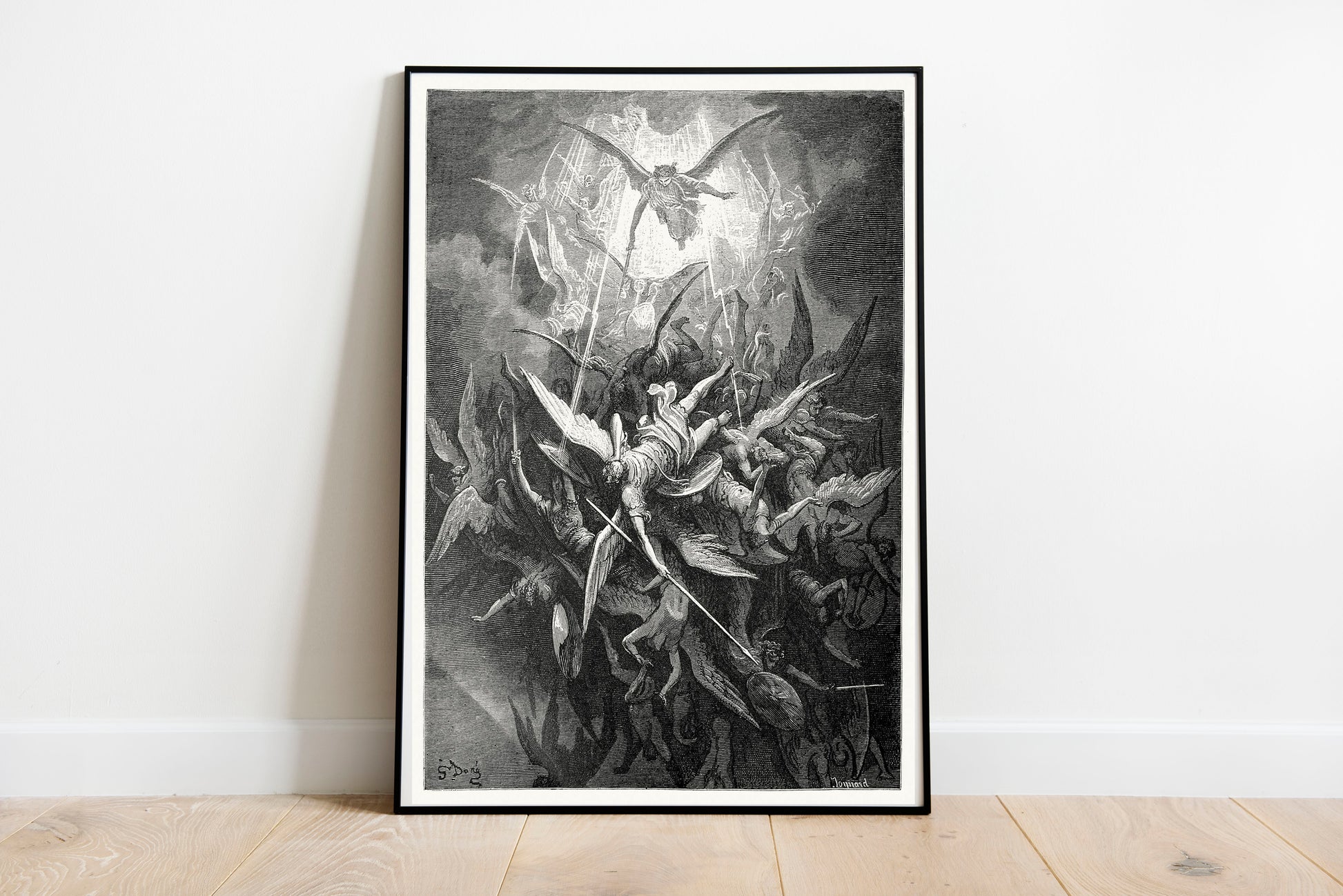 Paradise Lost poster by Gustave Dore  - Black frame wall art