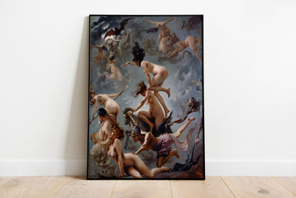 Witches Going to Sabbath poster by Luis Ricardo Falero - Black frame wall art