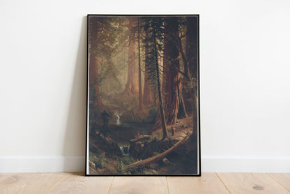 Giant Redwood Trees of California poster by Albert Bierstadt - Black frame wall art