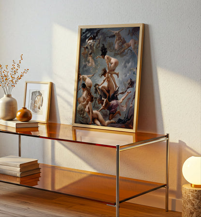 Witches Going to Sabbath poster by Luis Ricardo Falero - Neutral room decor with framed print