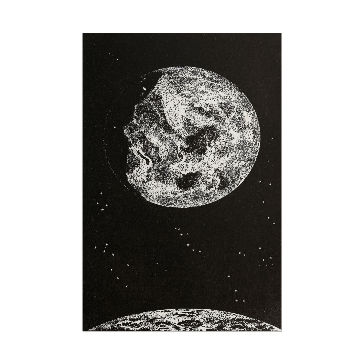 Artistic depiction of a moonlit face on a celestial body