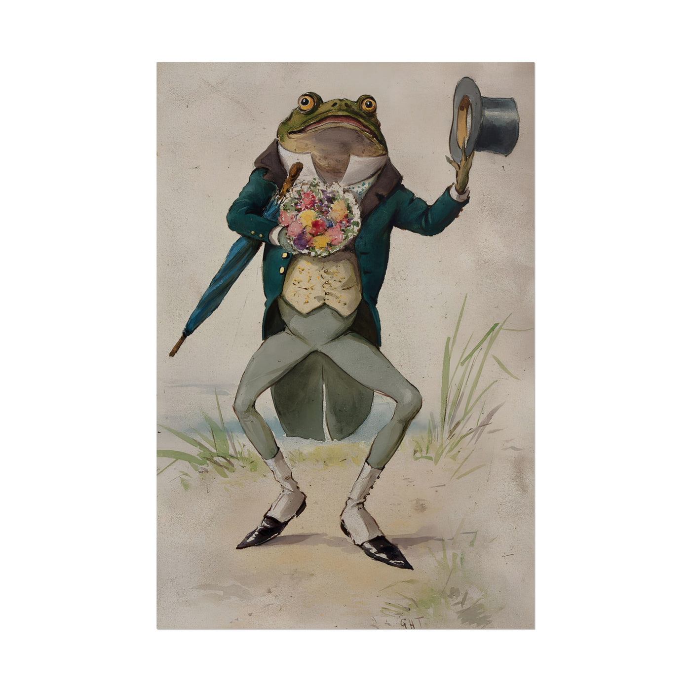 A Toad in Morning Dress 12″×18″