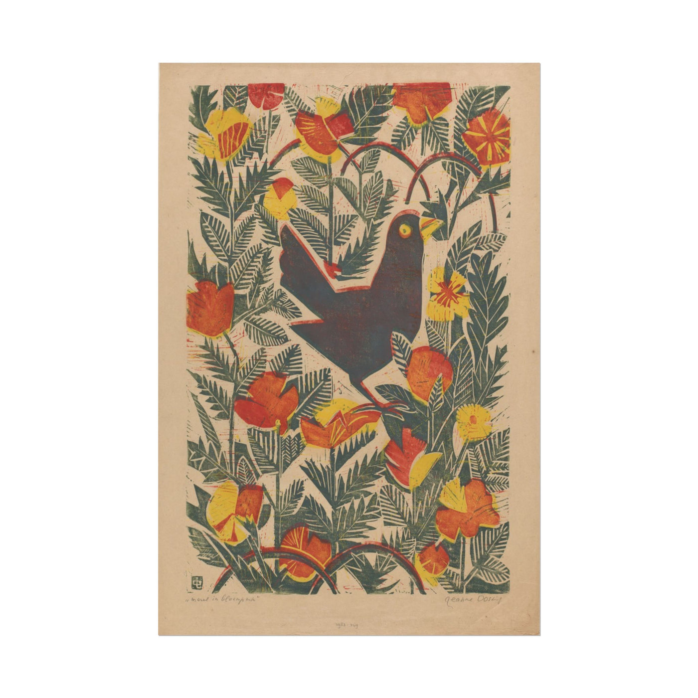 Vibrant Bird and Floral Art Print 12″×18″